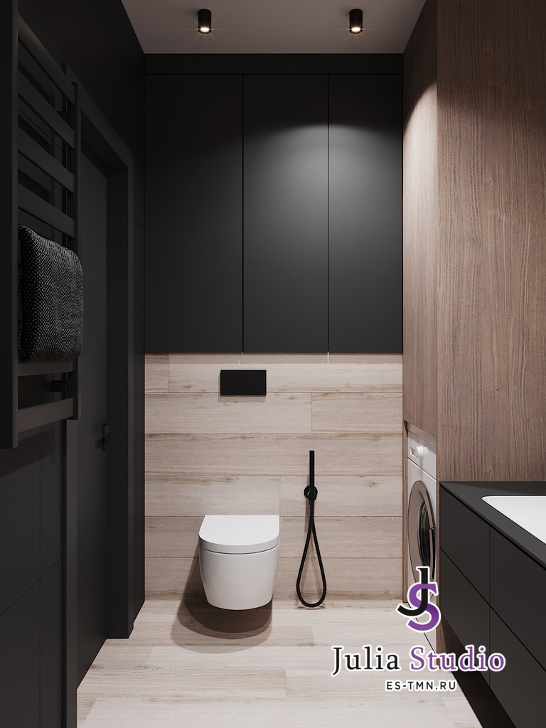 Черная плитка в дизайне ванной комнаты